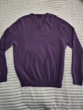 J. Crew Men's Italian Cashmere V-Neck Sweater - Purple